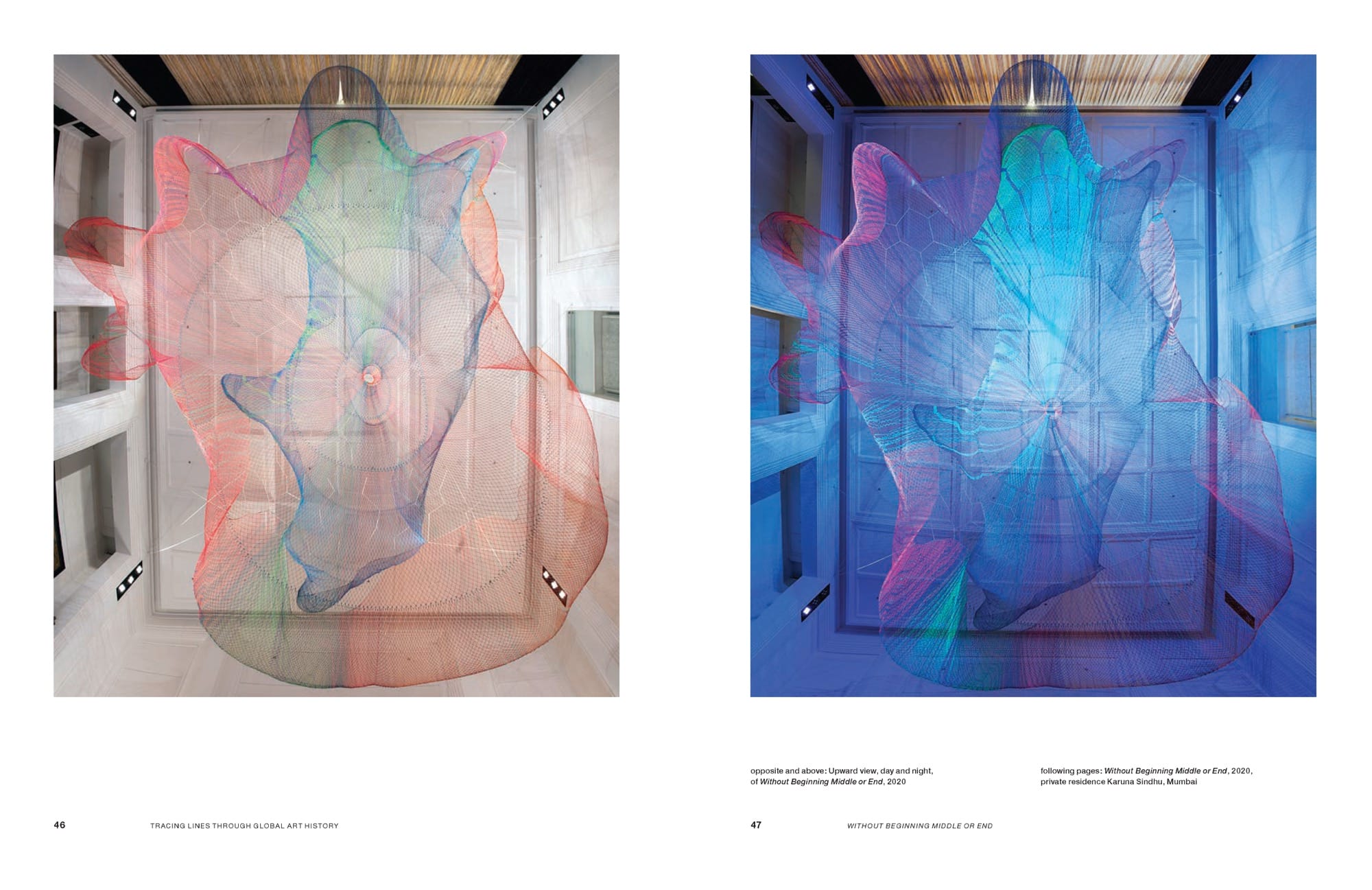 an open book spread from 'Radical Softness: The Responsive Art of Janet Echelman'