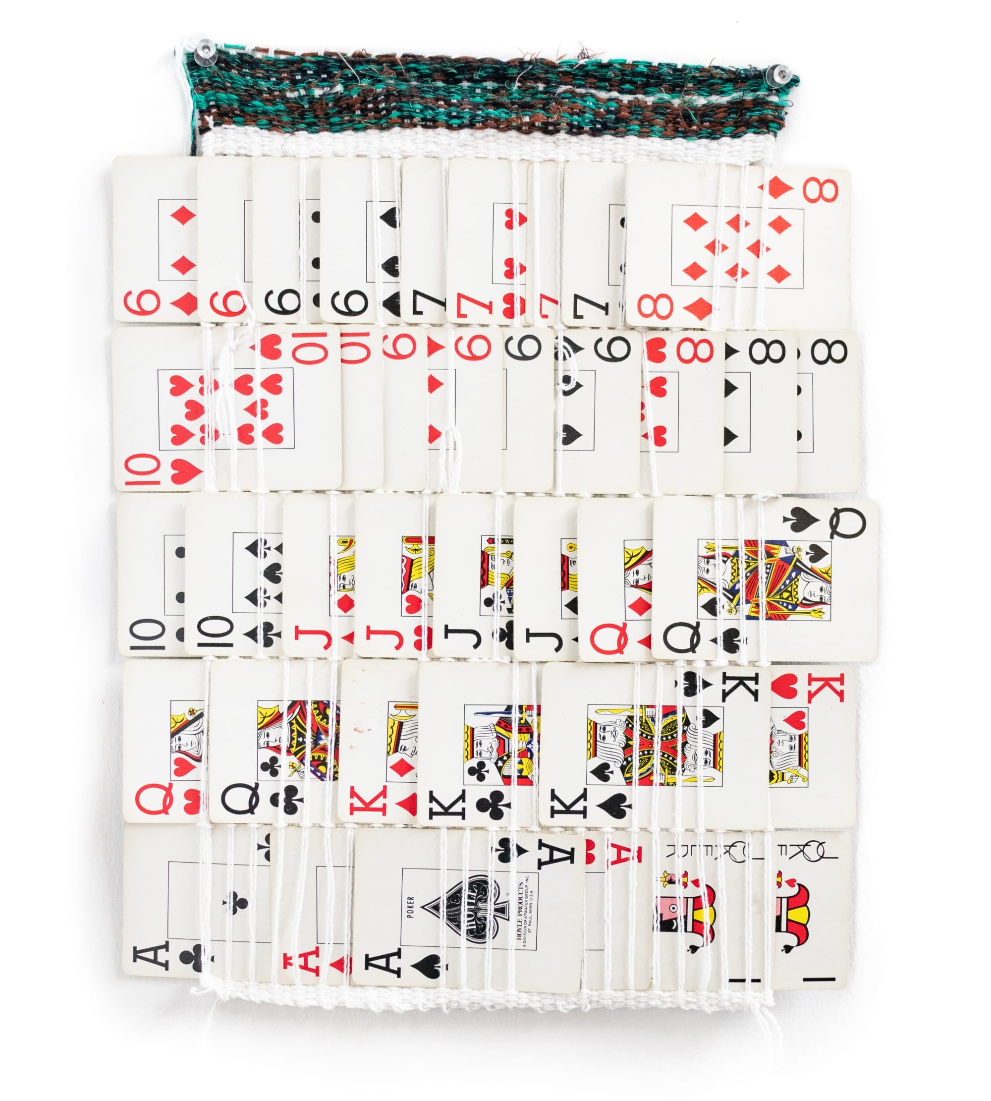 a weaving with a deck of cards