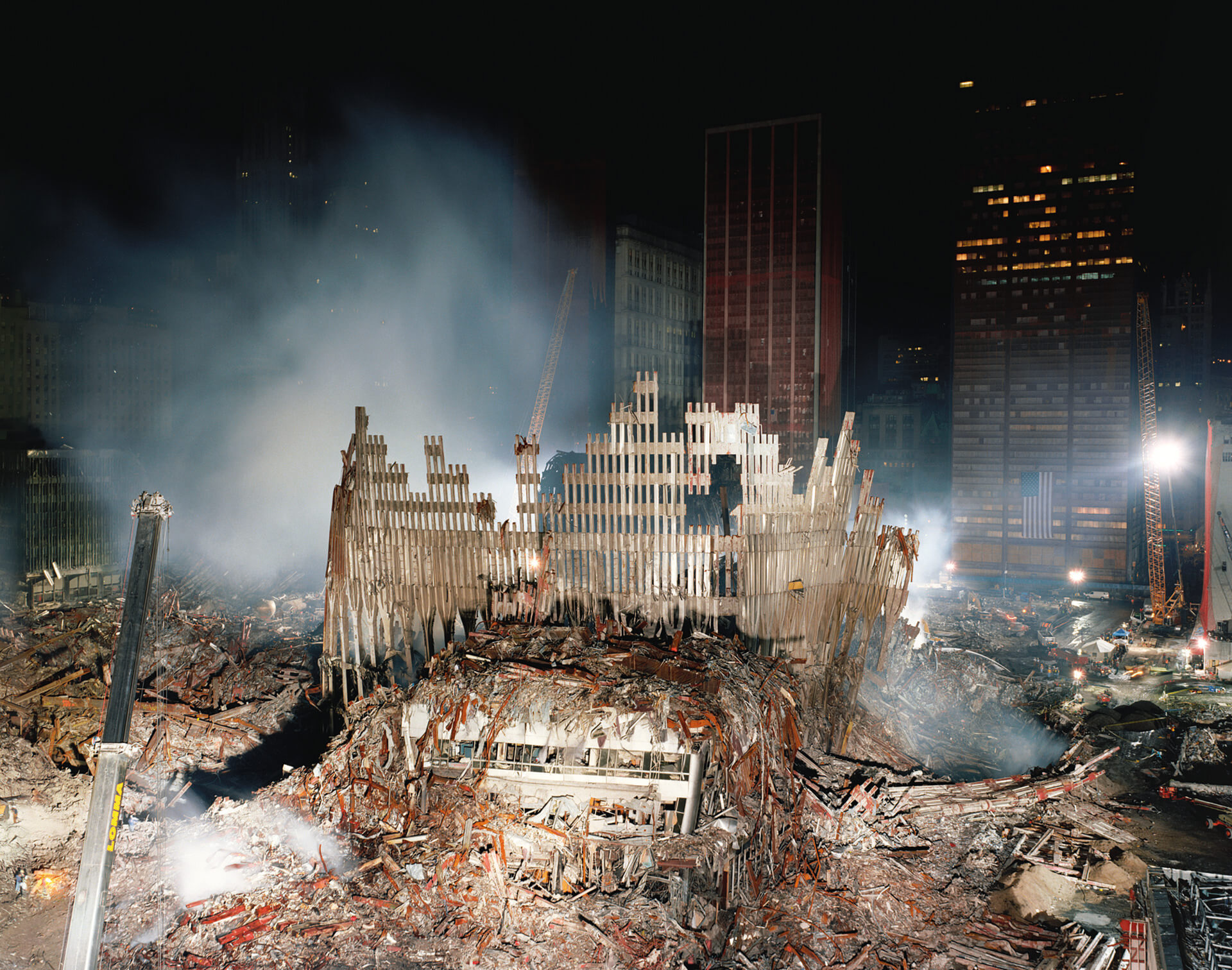 A view of the destroyed World Trade Center by Joel Meyerowitz