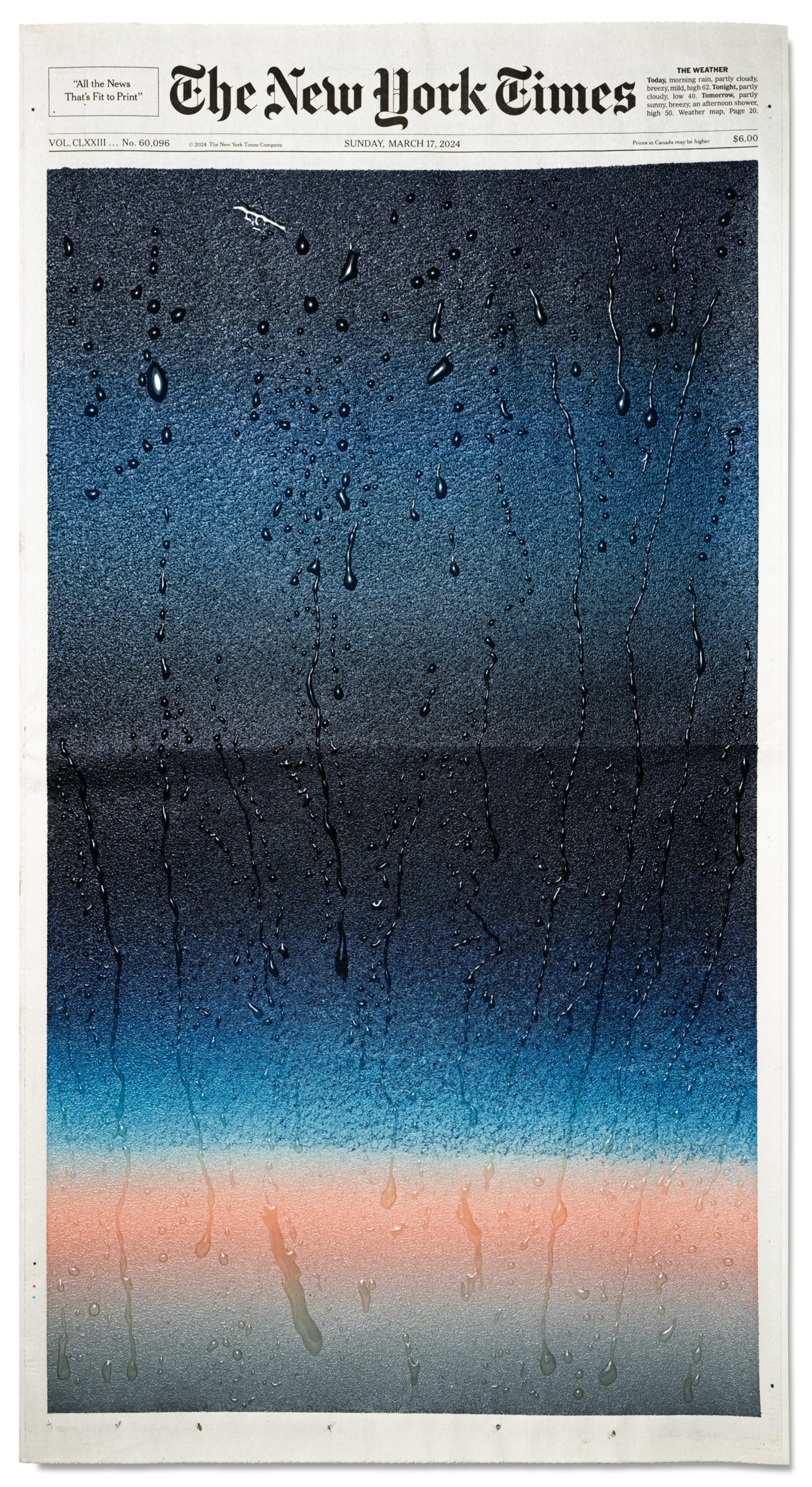 a rainy window painting on the cover of The New York Times