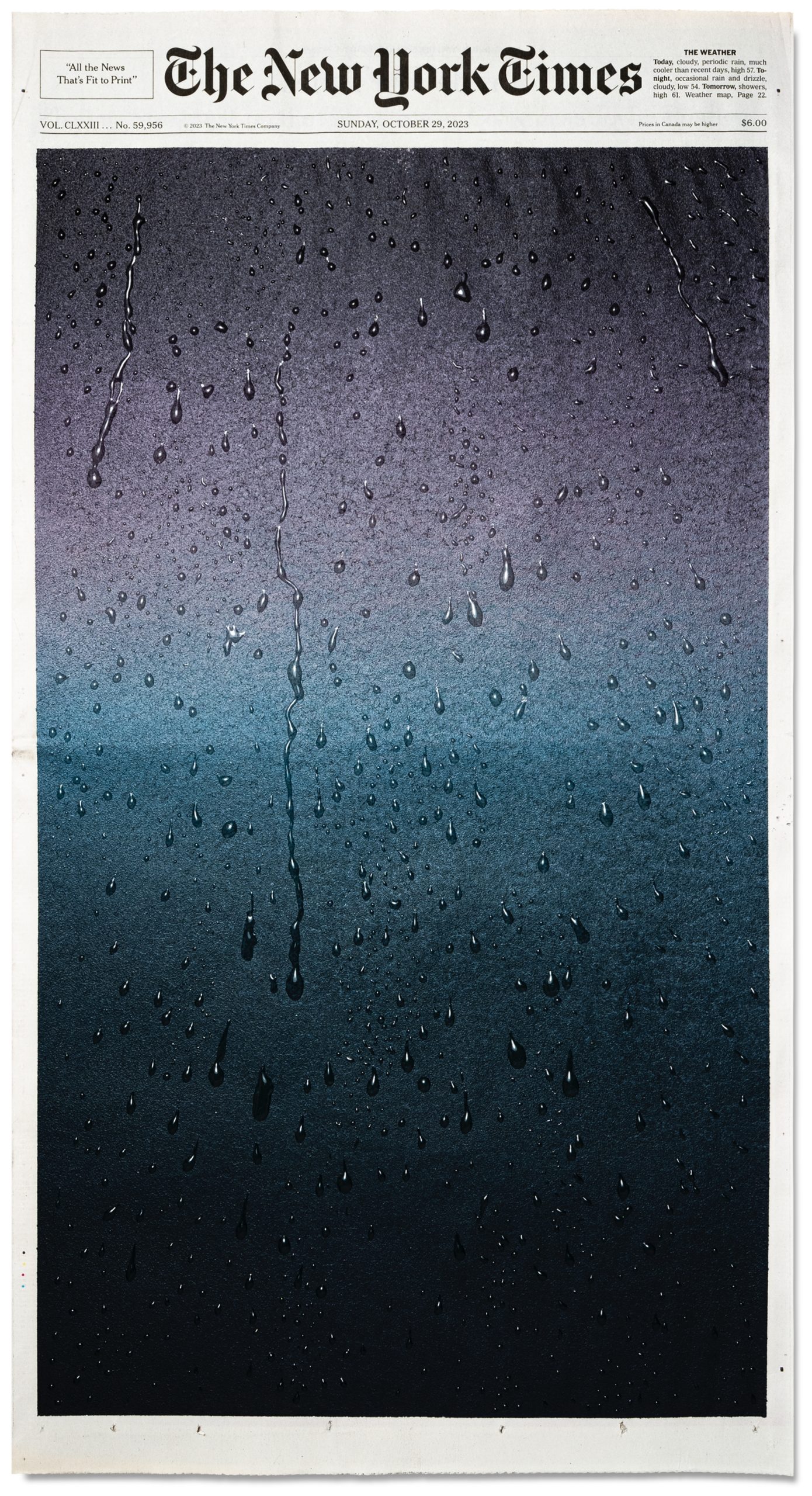 a rainy window painting on the cover of The New York Times