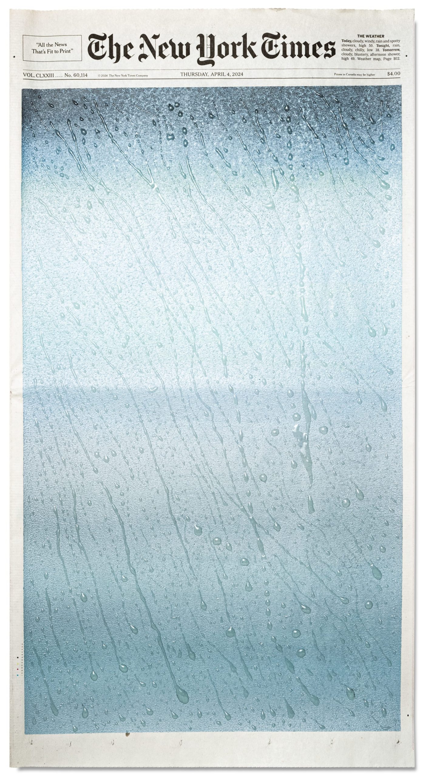 a rainy window painting on the cover of The New York Times