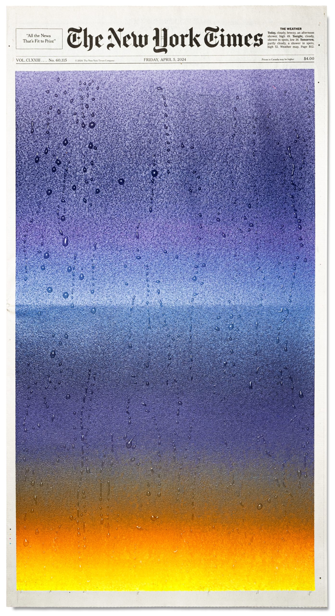 a rainy window painting on the cover of The New York Times