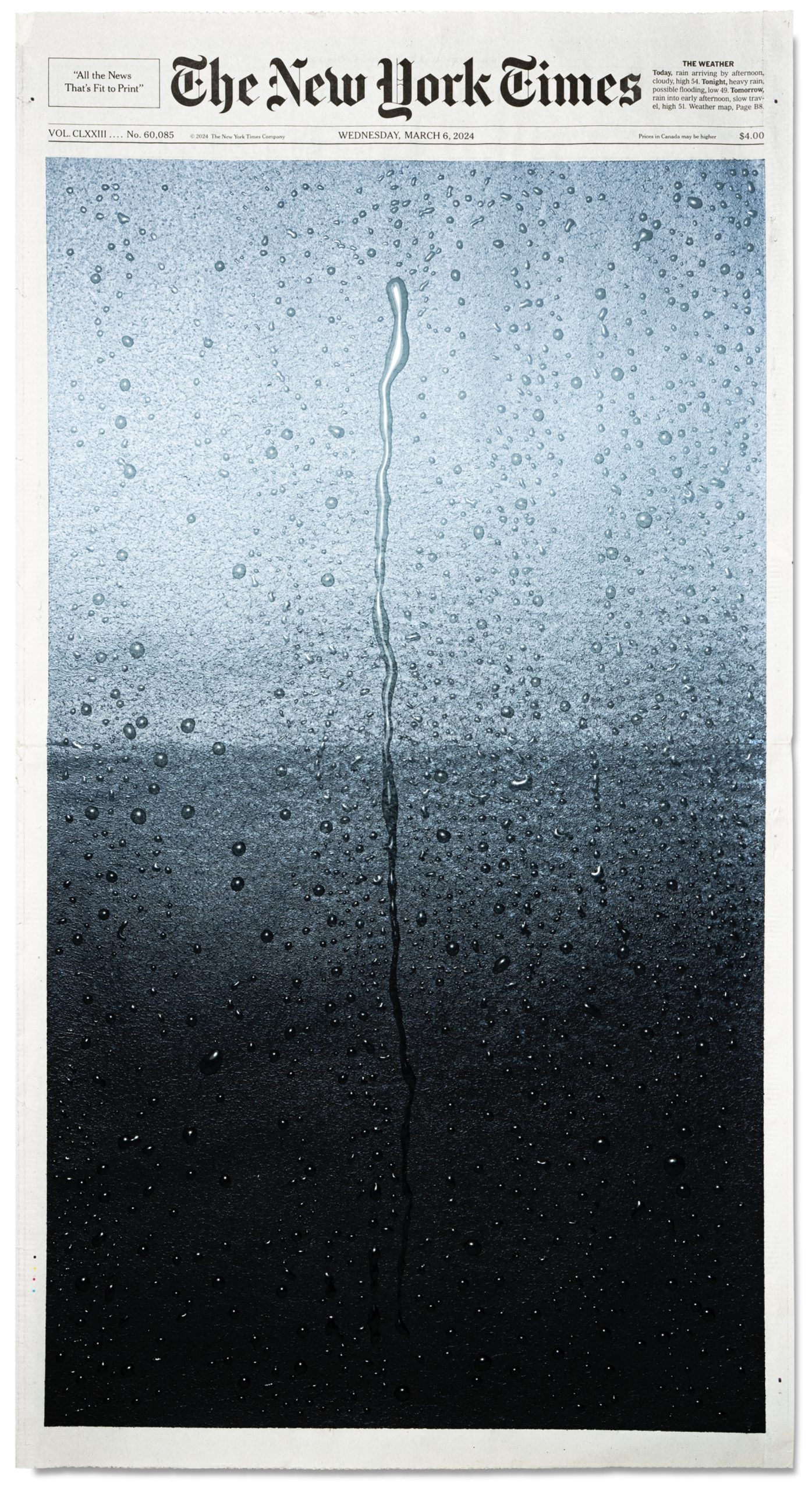 a rainy window painting on the cover of The New York Times