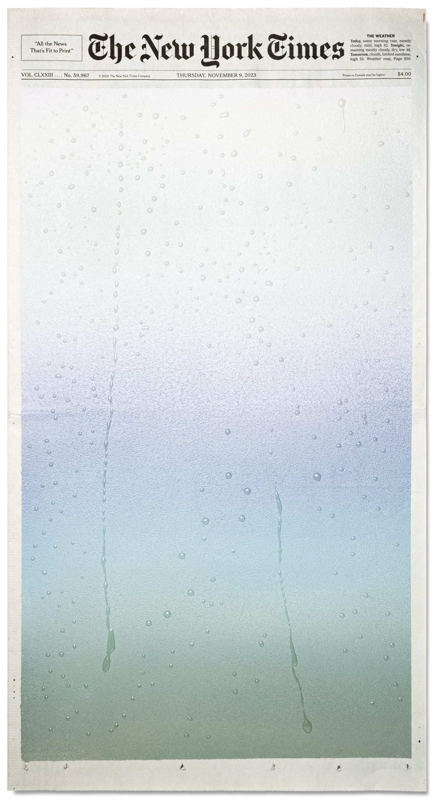 a rainy window painting on the cover of The New York Times