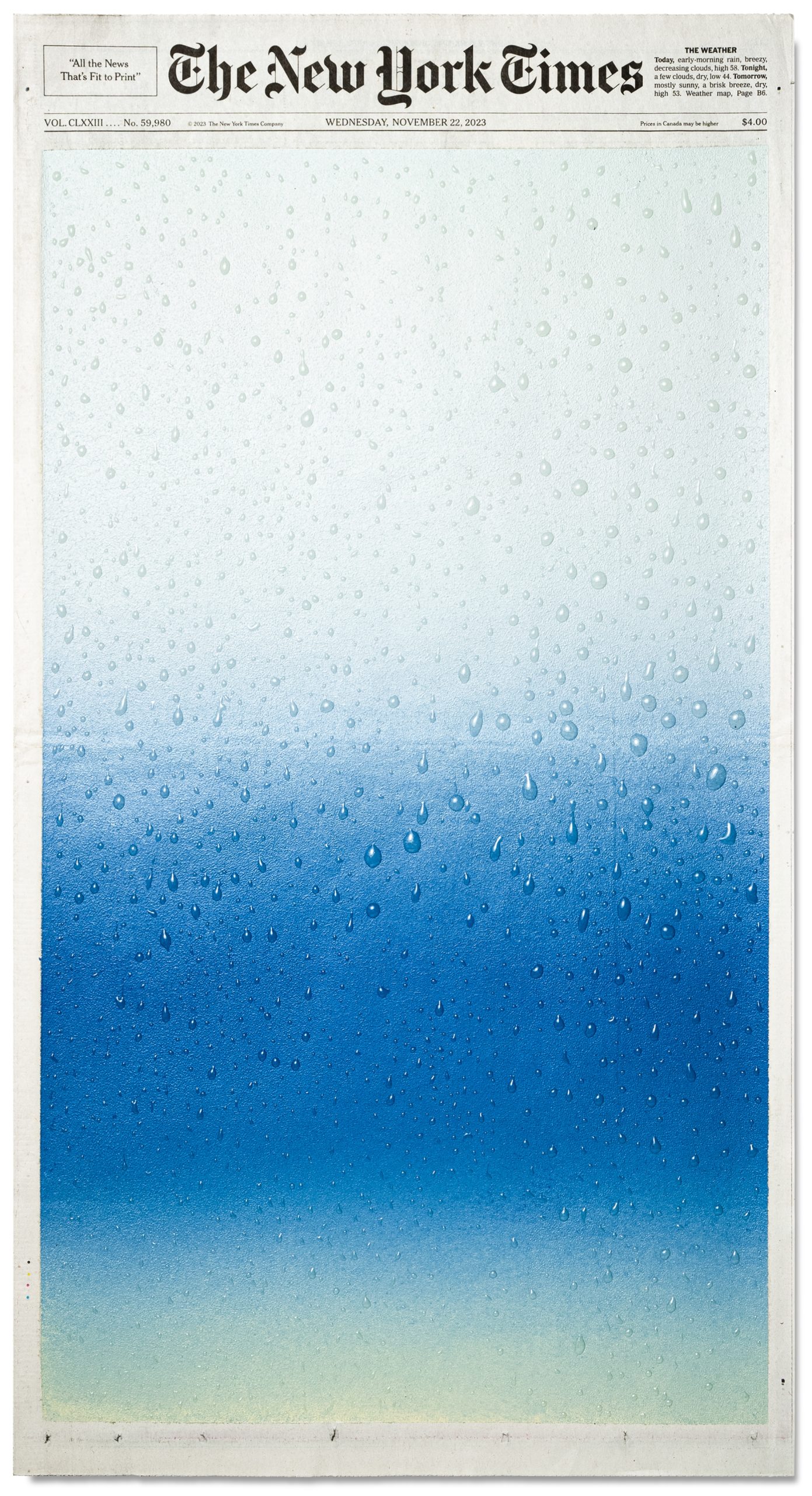 a rainy window painting on the cover of The New York Times