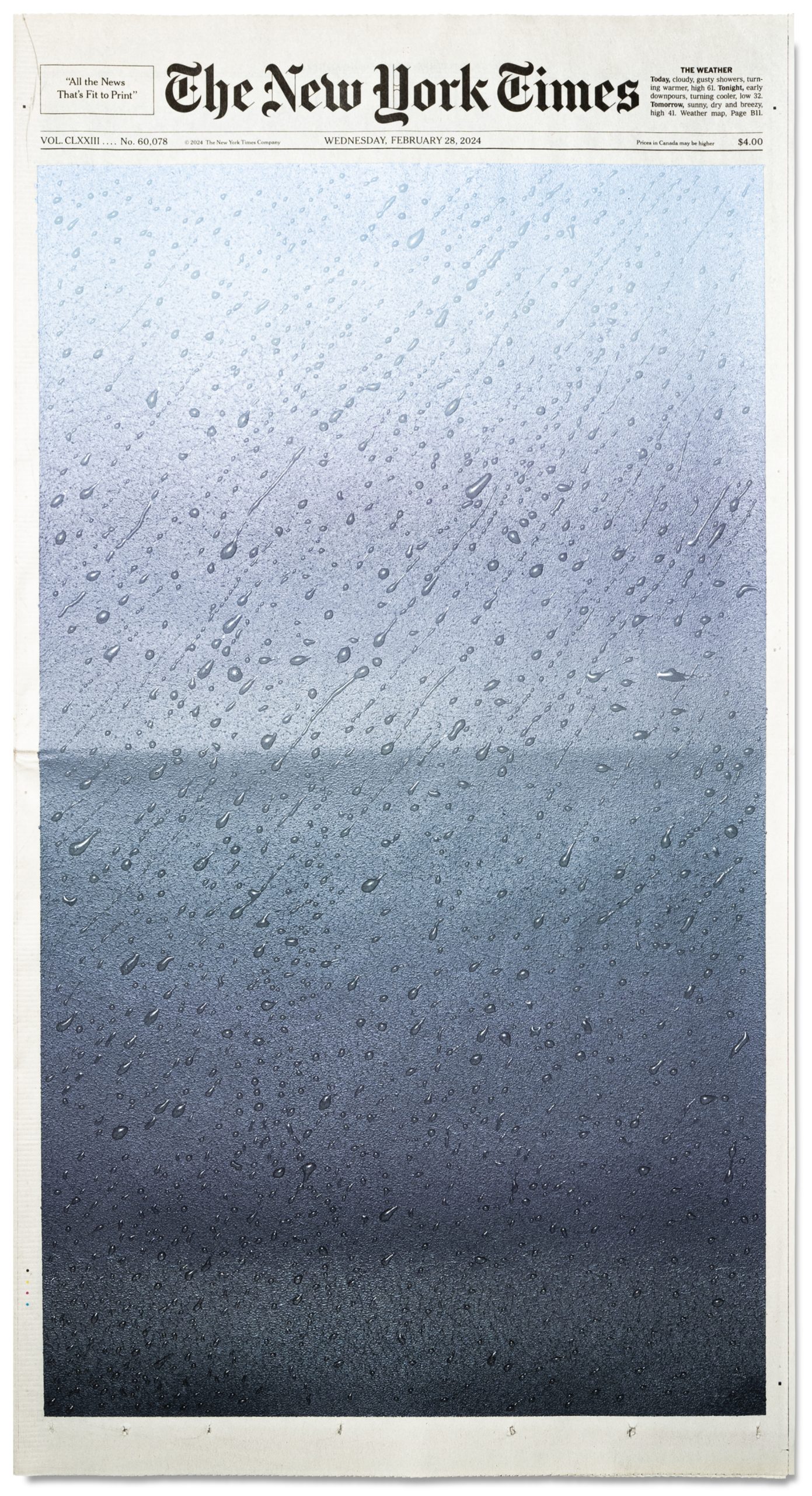 a rainy window painting on the cover of The New York Times