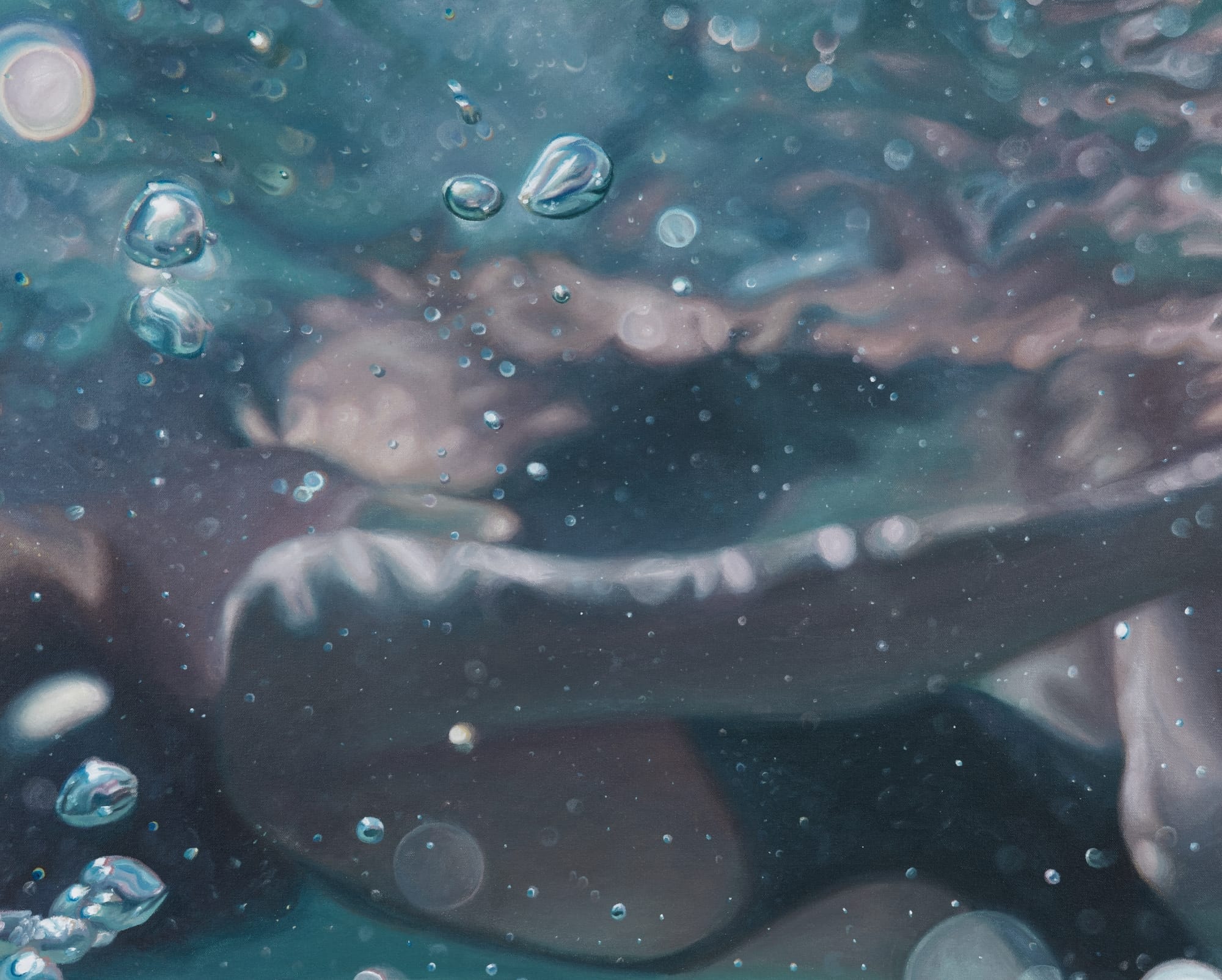 a mirrored Black figure underwater in a painting by Calida Garcia Rawles