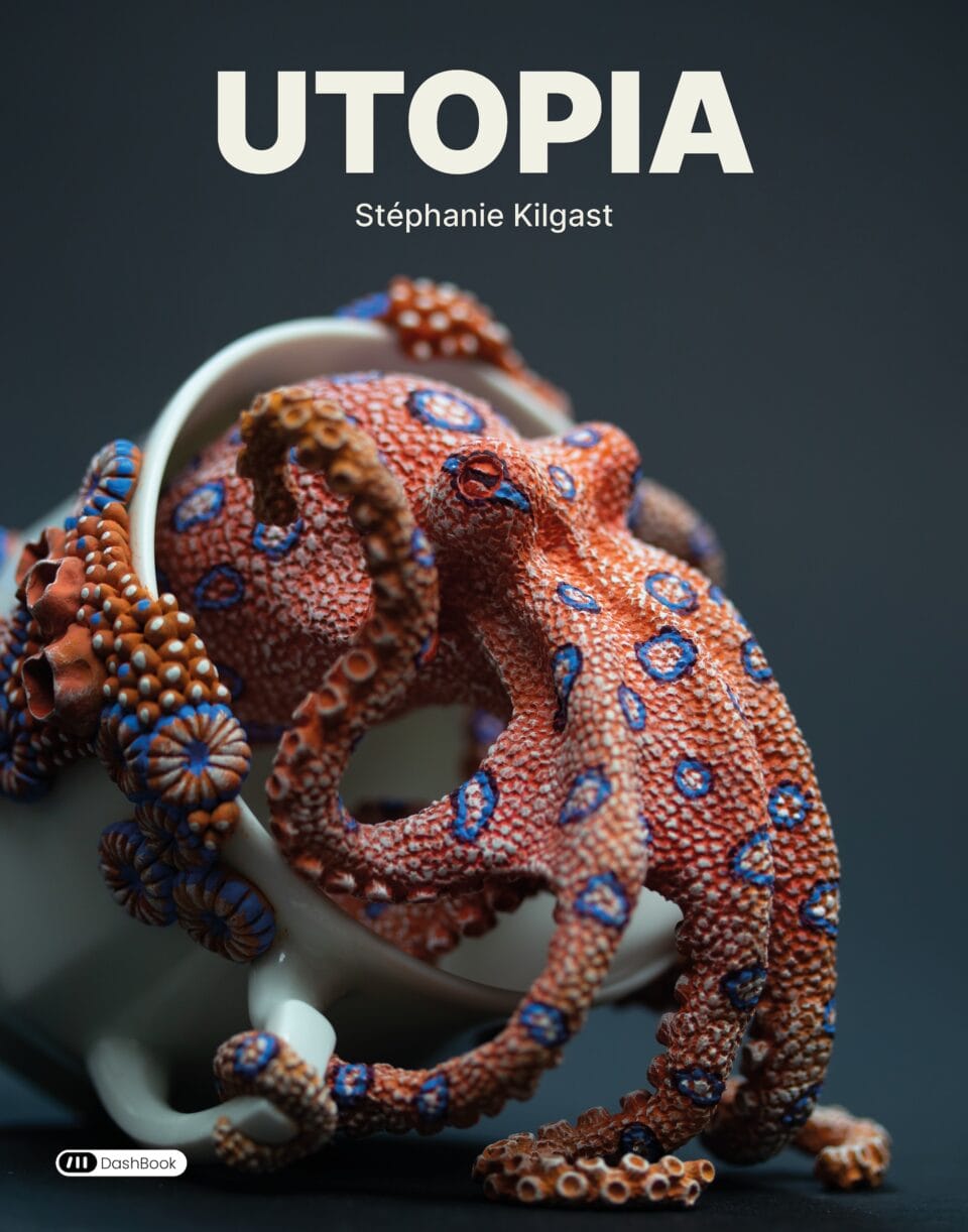 the cover of a book called 'Utopia' by Stéphanie Kilgast, featuring an image of an octopus sculpture