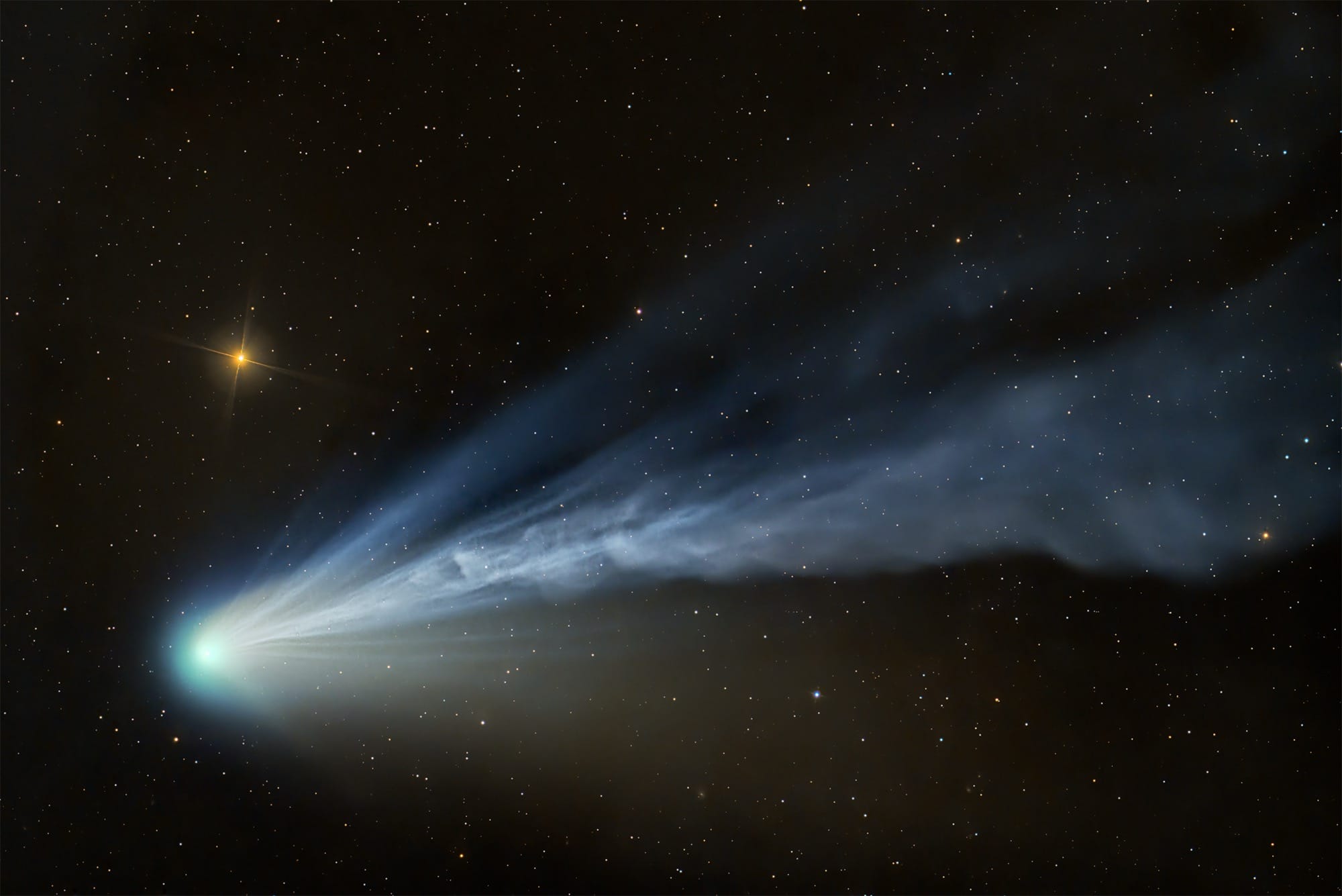 an up-close photo of a comet