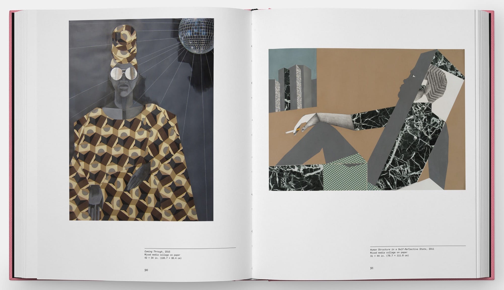 a spread from the book 'Derrick Adams' featuring two paintings by the artist