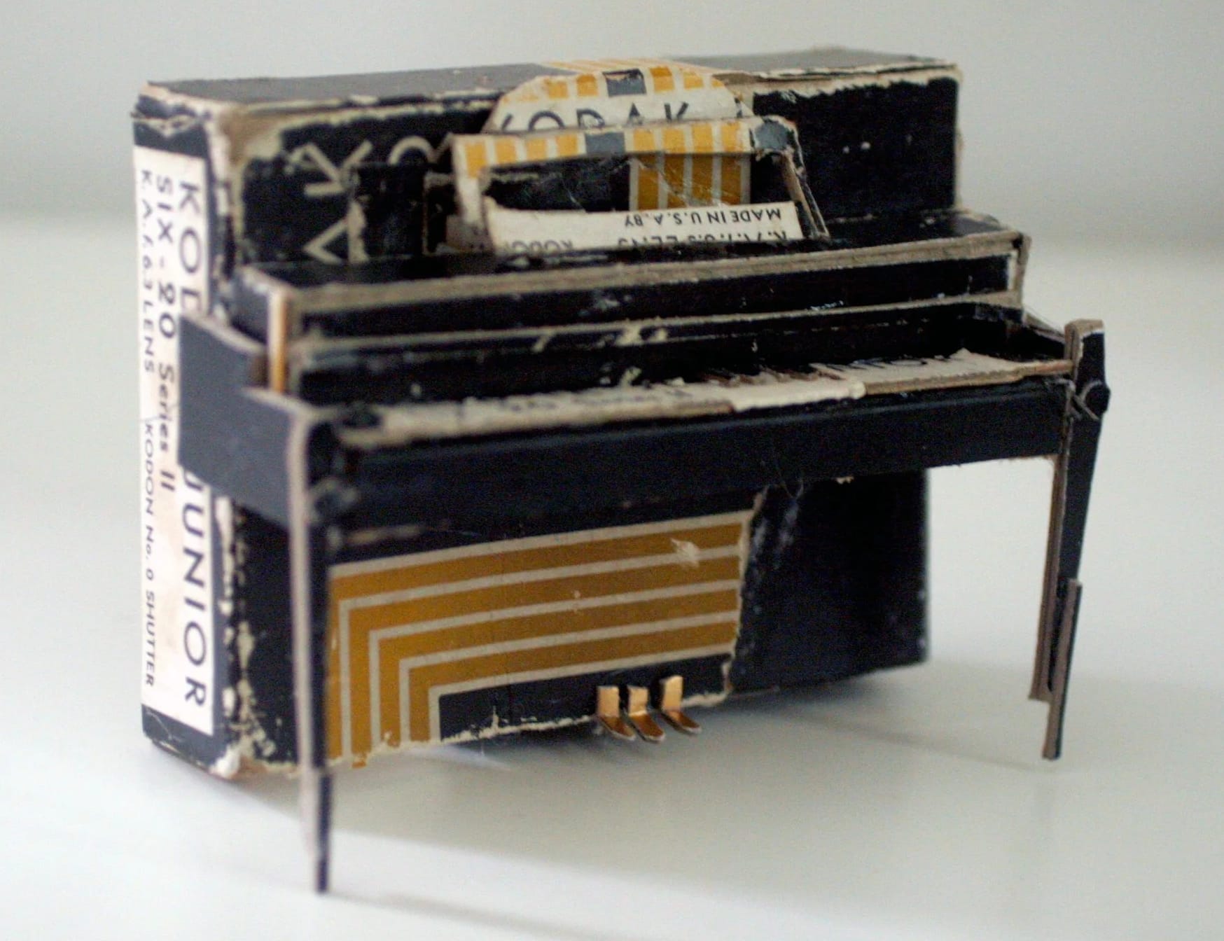 a piano made from found scraps by Lydia Ricci